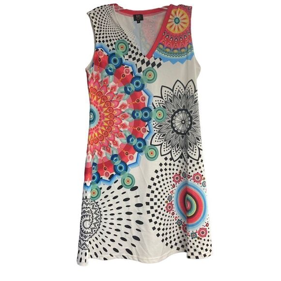 12th Women’s Geometric Sleeveless Dress Size Large Multicolored - Picture 1 of 8